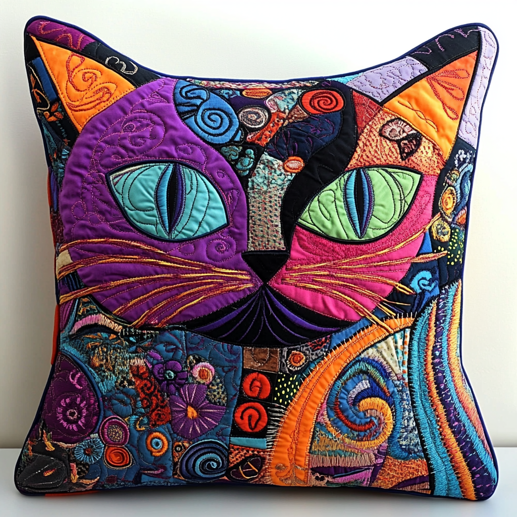 Cat TAI061124249 Quilted Pillow Case