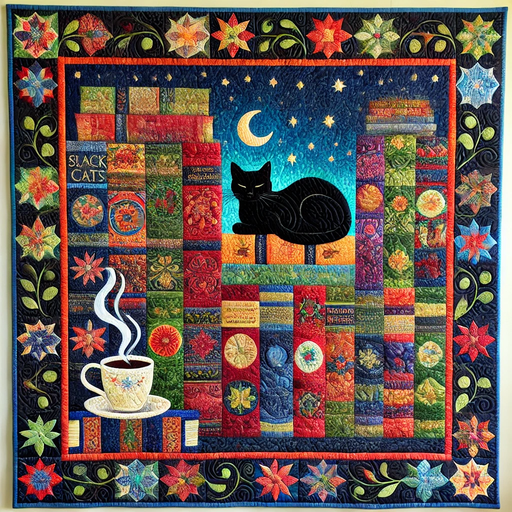 Cat With Book NTA281024331 Quilt Blanket