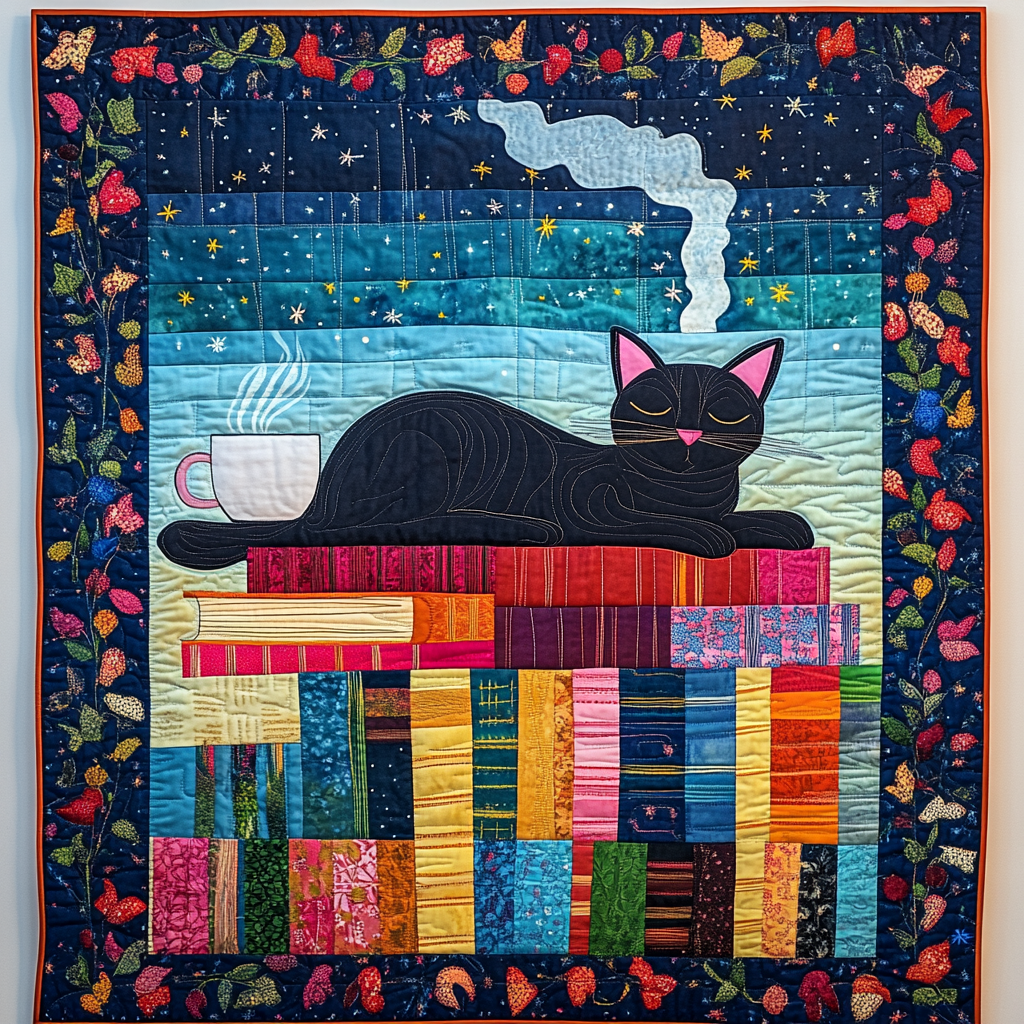 Cat With Book TAI281024228 Quilt Blanket