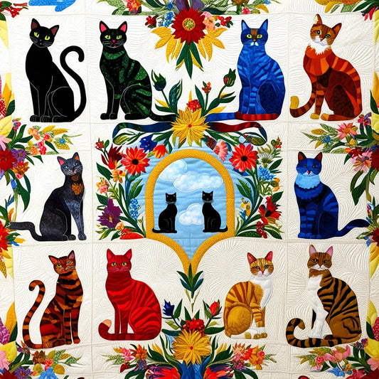 Cats In The Garden NTA151024074 Quilt Blanket