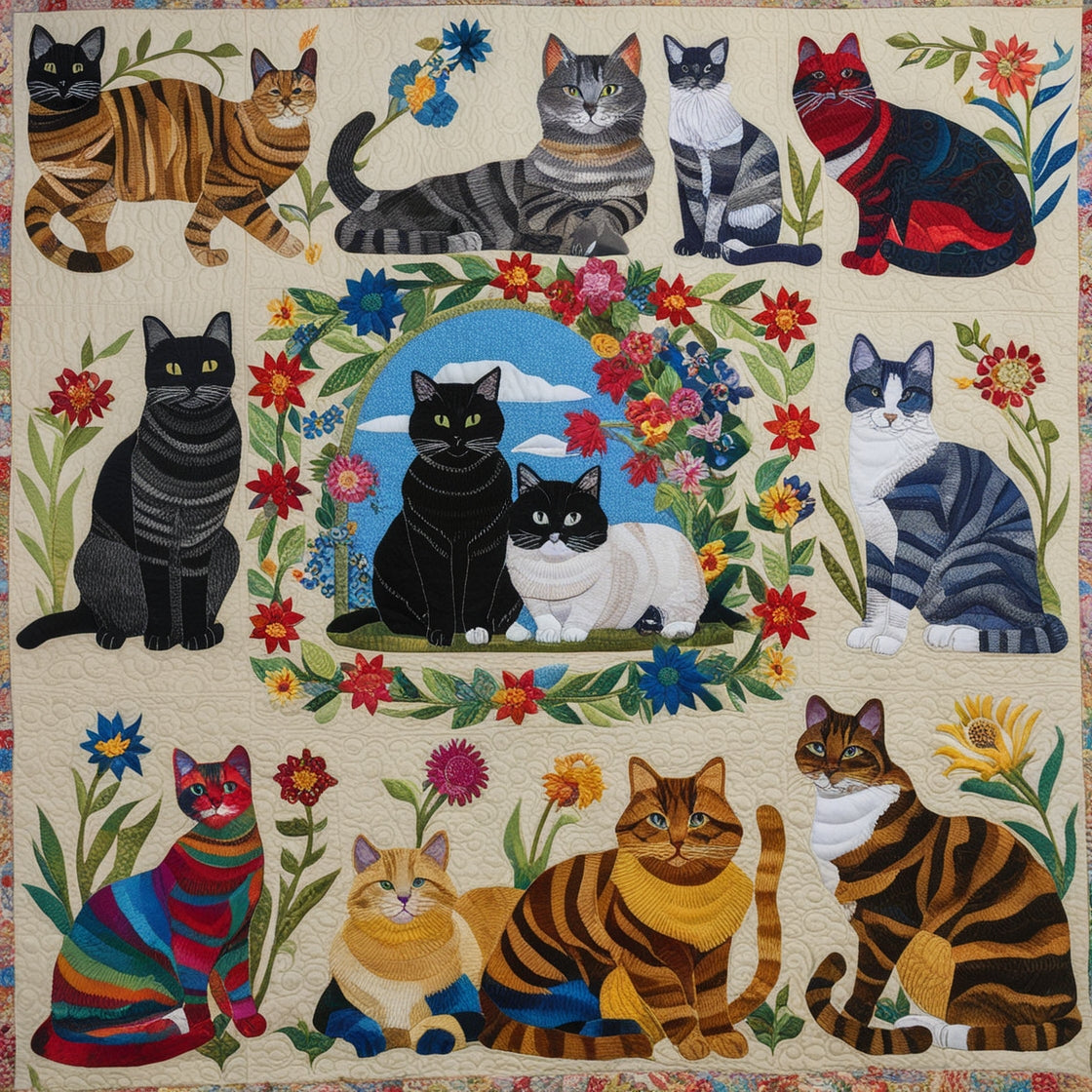 Cats In The Garden NTA151024076 Quilt Blanket