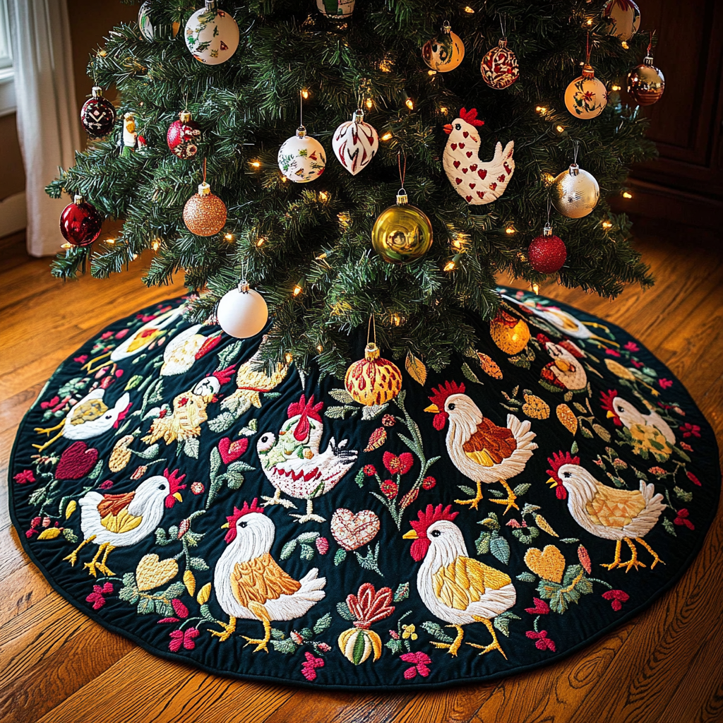 Chicken TAI041124453 Quilted Tree Skirt