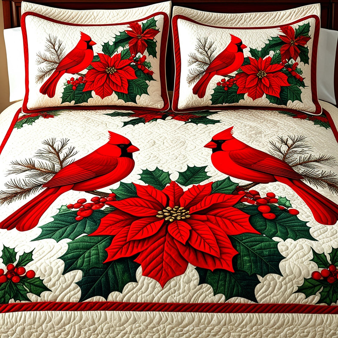 Christmas Cardinal NTA041124410 Quilt Bedding Set