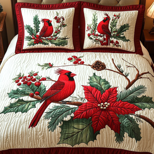 Christmas Cardinal TAI041124161 Quilt Bedding Set