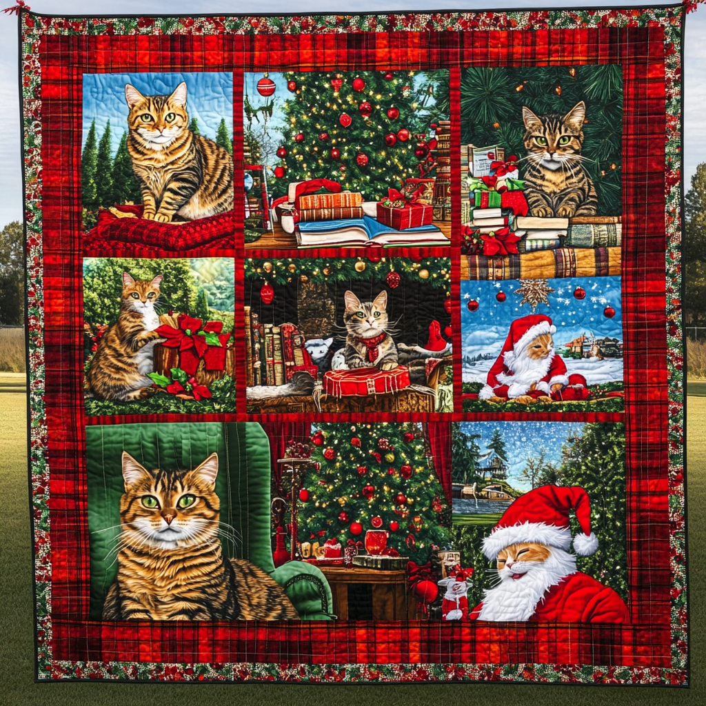 Christmas Cat TAI281024266 Quilt Blanket