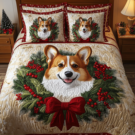 Christmas Corgi TAI311024097 Quilt Bedding Set