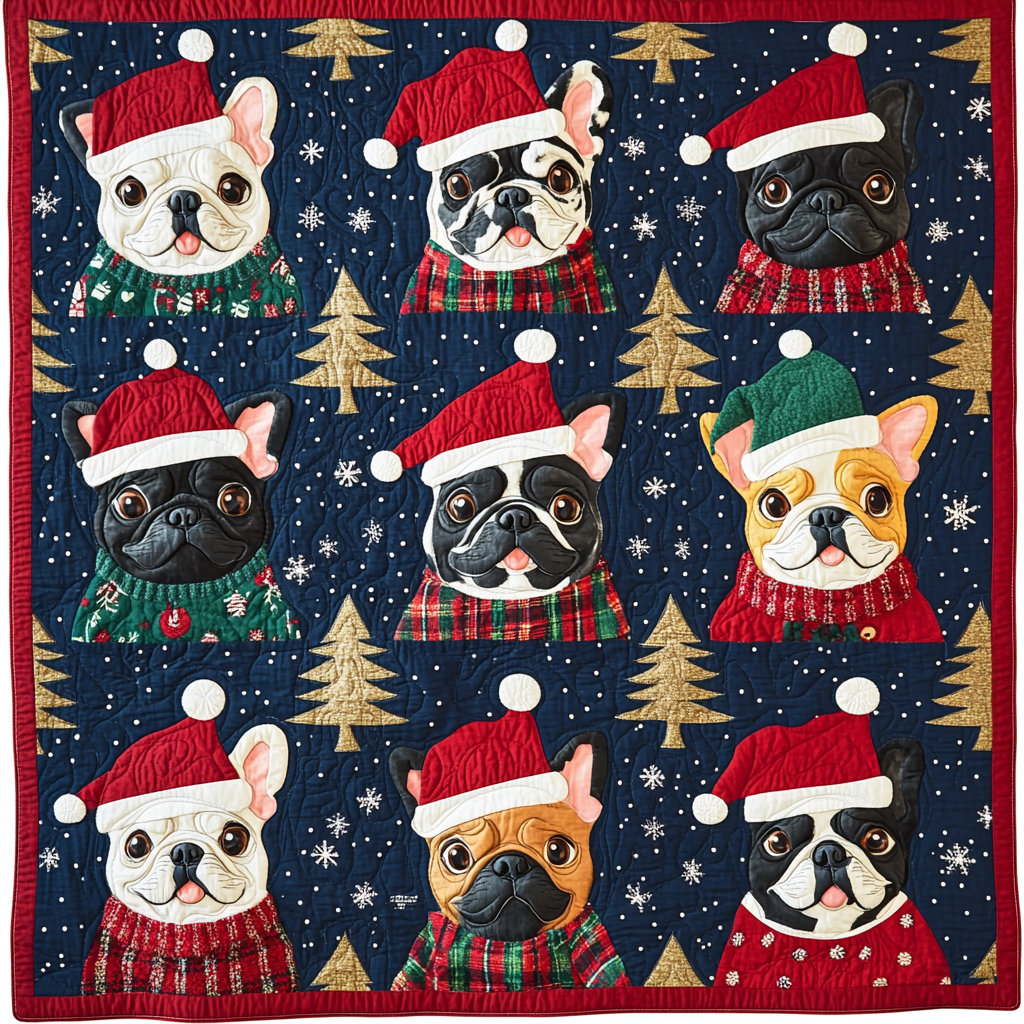 Christmas French Bulldog TAI061124339 Quilt Blanket