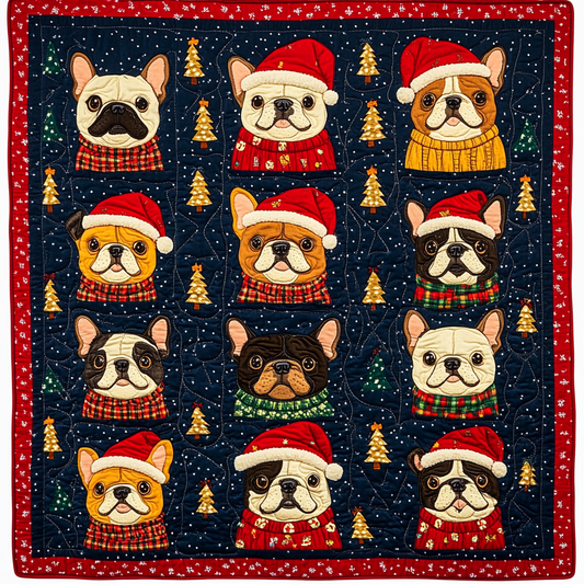 Christmas French Bulldog TAI061124340 Quilt Blanket