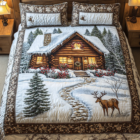 Christmas House And Deer TAI311024043 Quilt Bedding Set