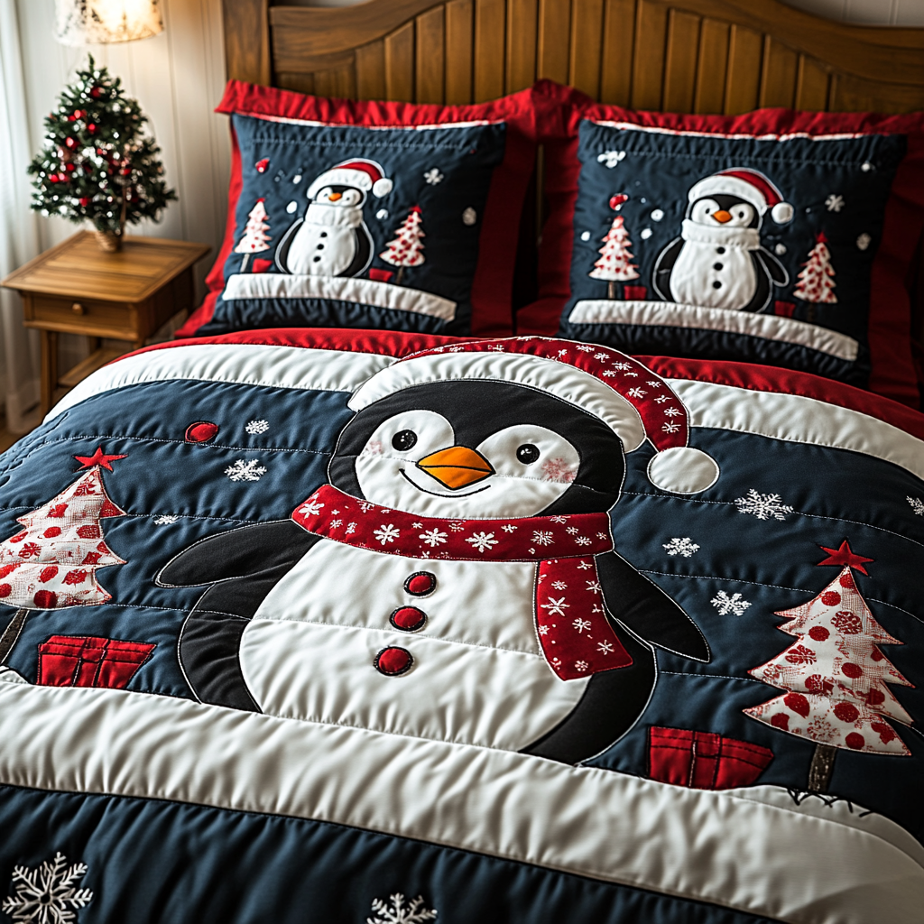 Christmas Penguin TAI041124309 Quilt Bedding Set