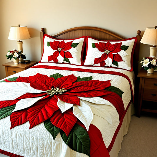 Christmas Poinsettia NTA311024139 Quilt Bedding Set