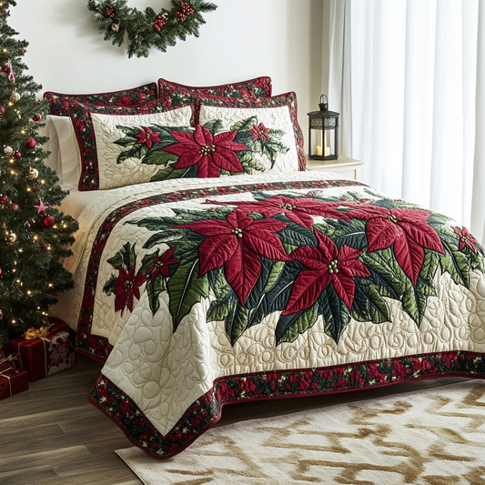 Christmas Poinsettia TAI061124050 Quilt Bedding Set