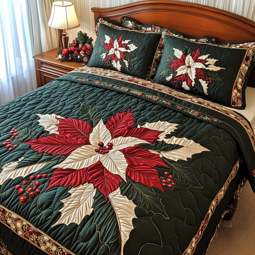 Christmas Poinsettia TAI061124058 Quilt Bedding Set