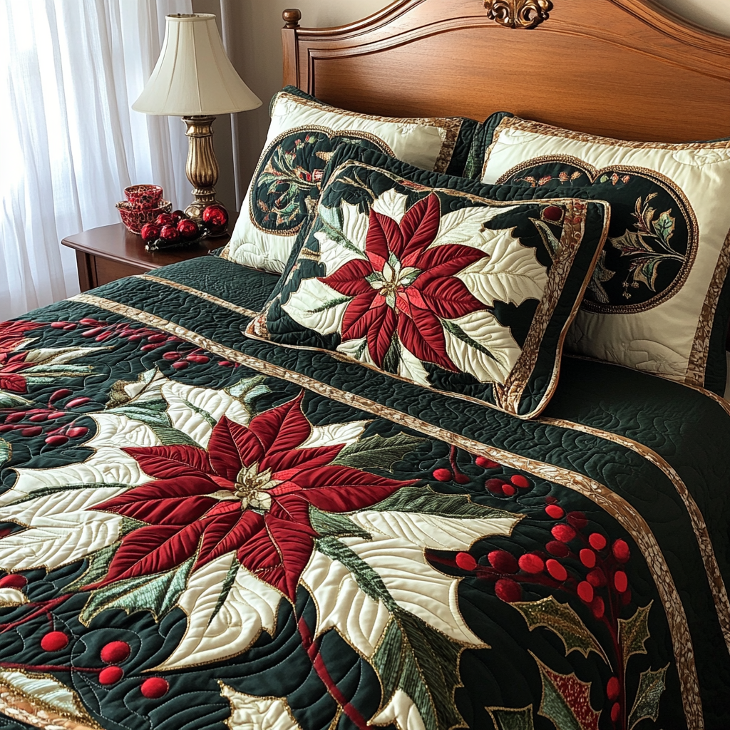 Christmas Poinsettia TAI061124059 Quilt Bedding Set