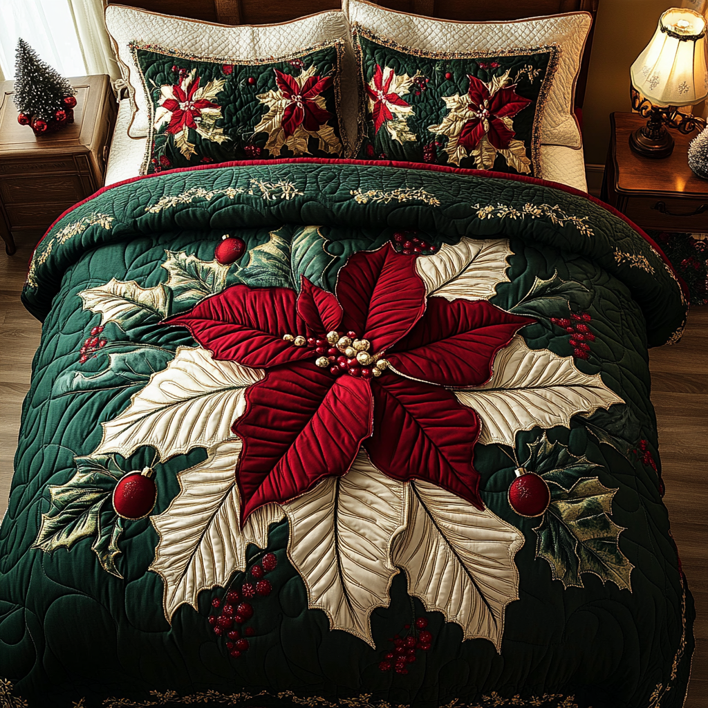 Christmas Poinsettia TAI061124067 Quilt Bedding Set