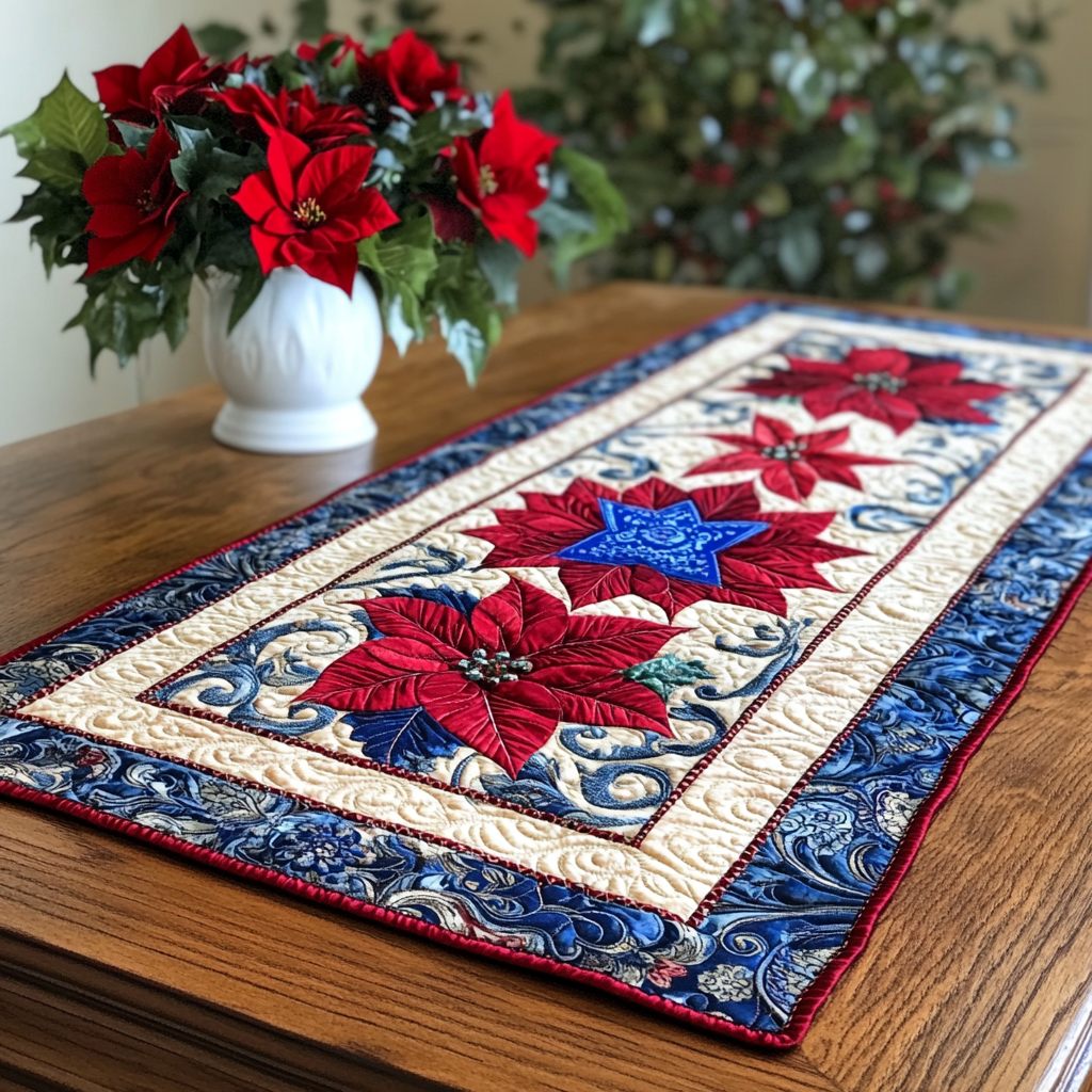 Christmas Poinsettia TAI061124212 Quilted Table Runner