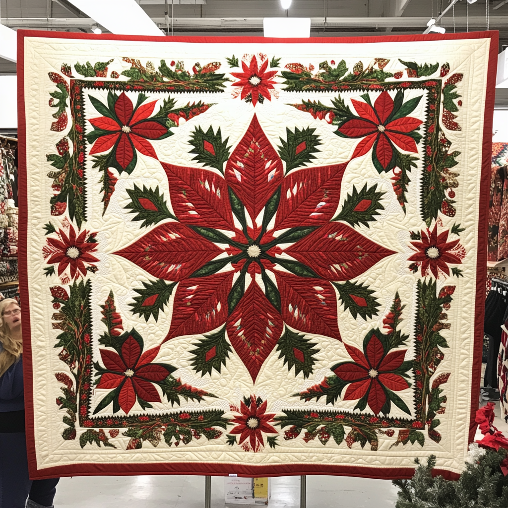 Christmas Poinsettia TAI281024251 Quilt Blanket