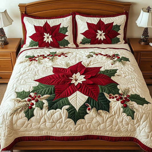 Christmas Poinsettia TAI311024011 Quilt Bedding Set