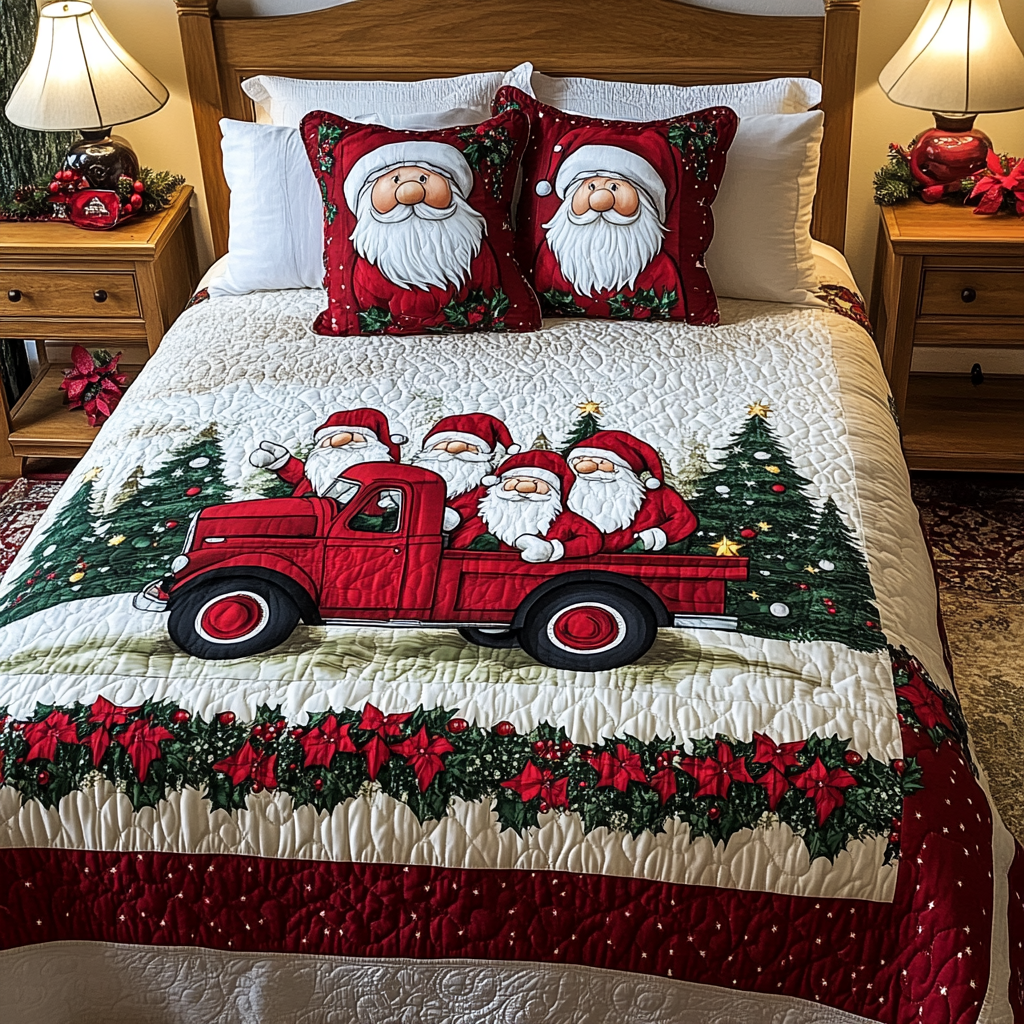 Christmas Truck Santa TAI041124163 Quilt Bedding Set