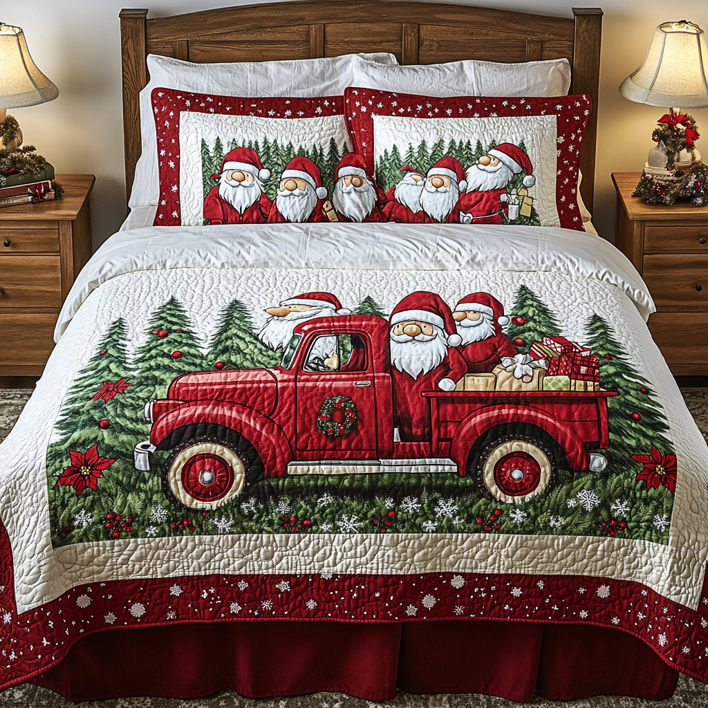 Christmas Truck Santa TAI041124164 Quilt Bedding Set