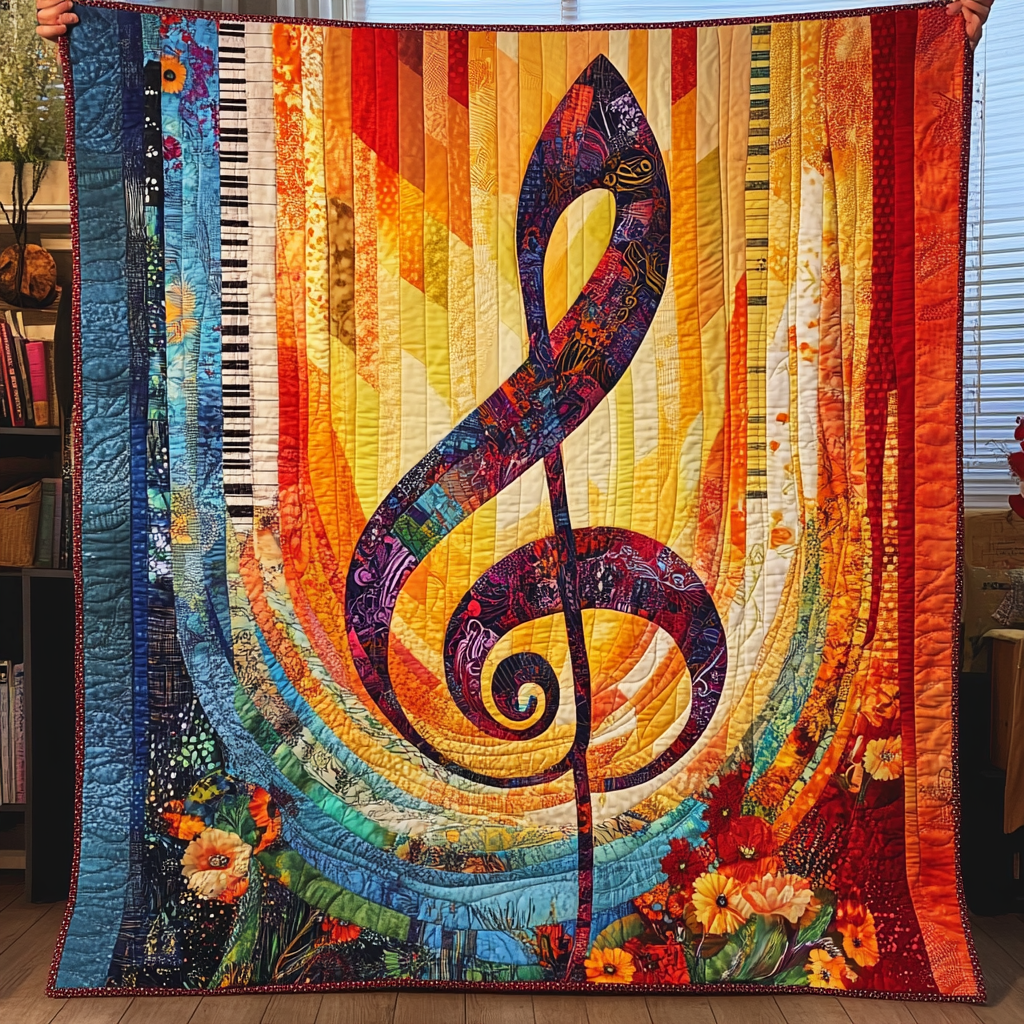 Floral Music Note DAI311024352 Quilt Blanket