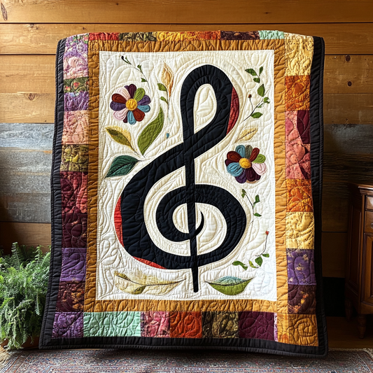 Floral Music Note DAI311024353 Quilt Blanket