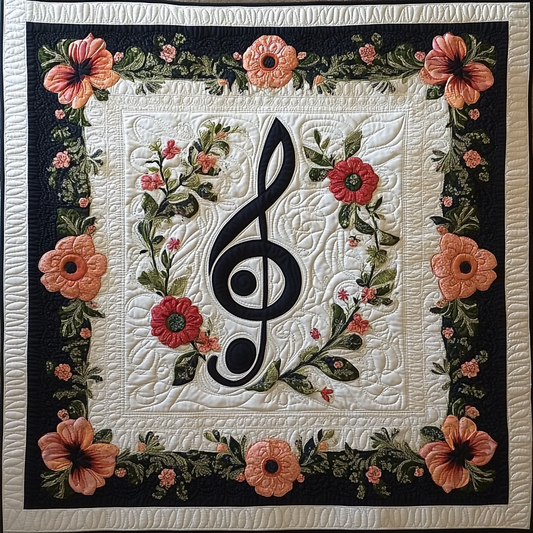 Floral Music Note DAI311024358 Quilt Blanket