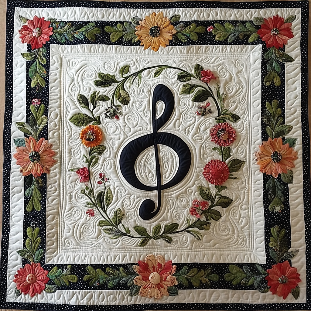 Floral Music Note DAI311024359 Quilt Blanket