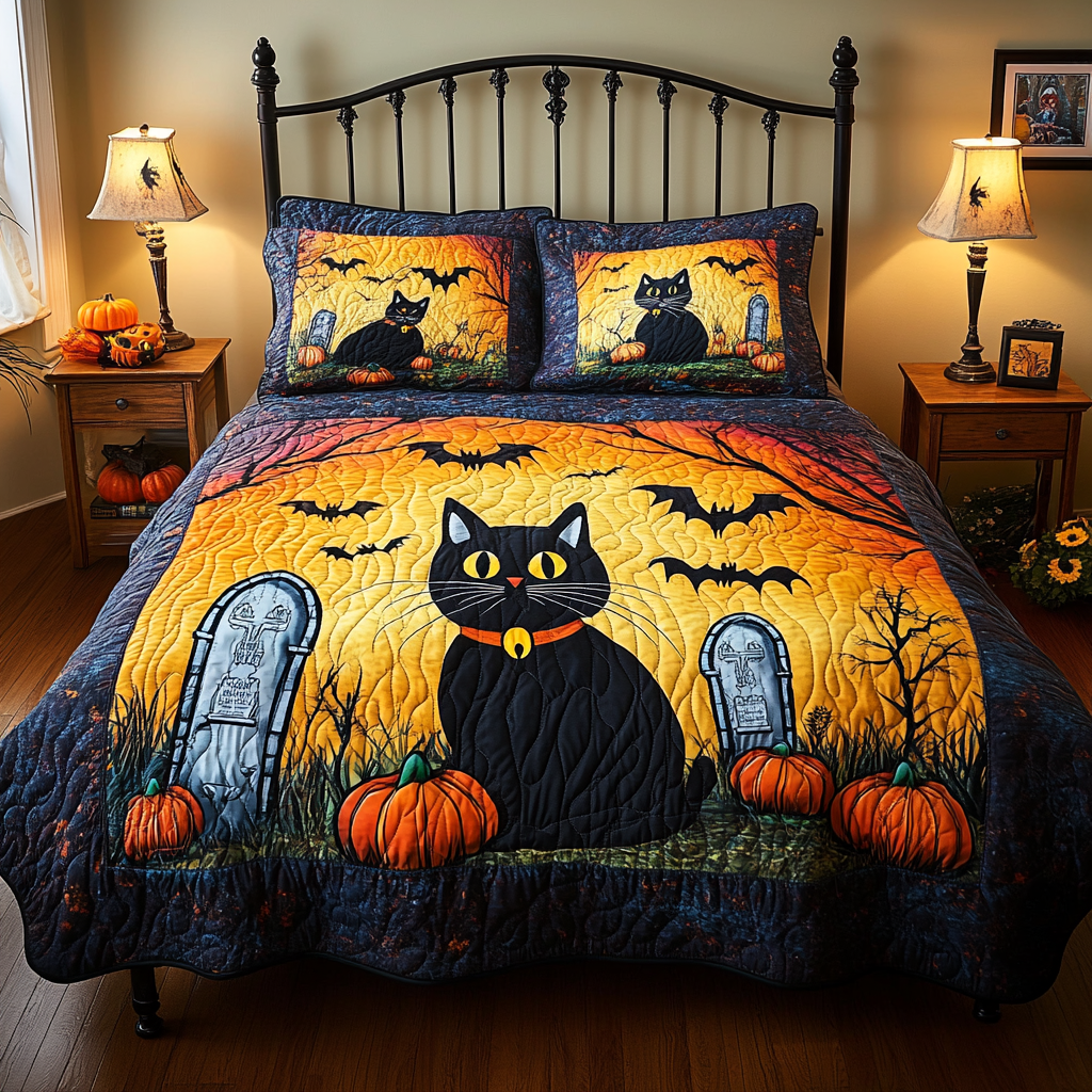 Halloween Cat TAI311024062 Quilt Bedding Set