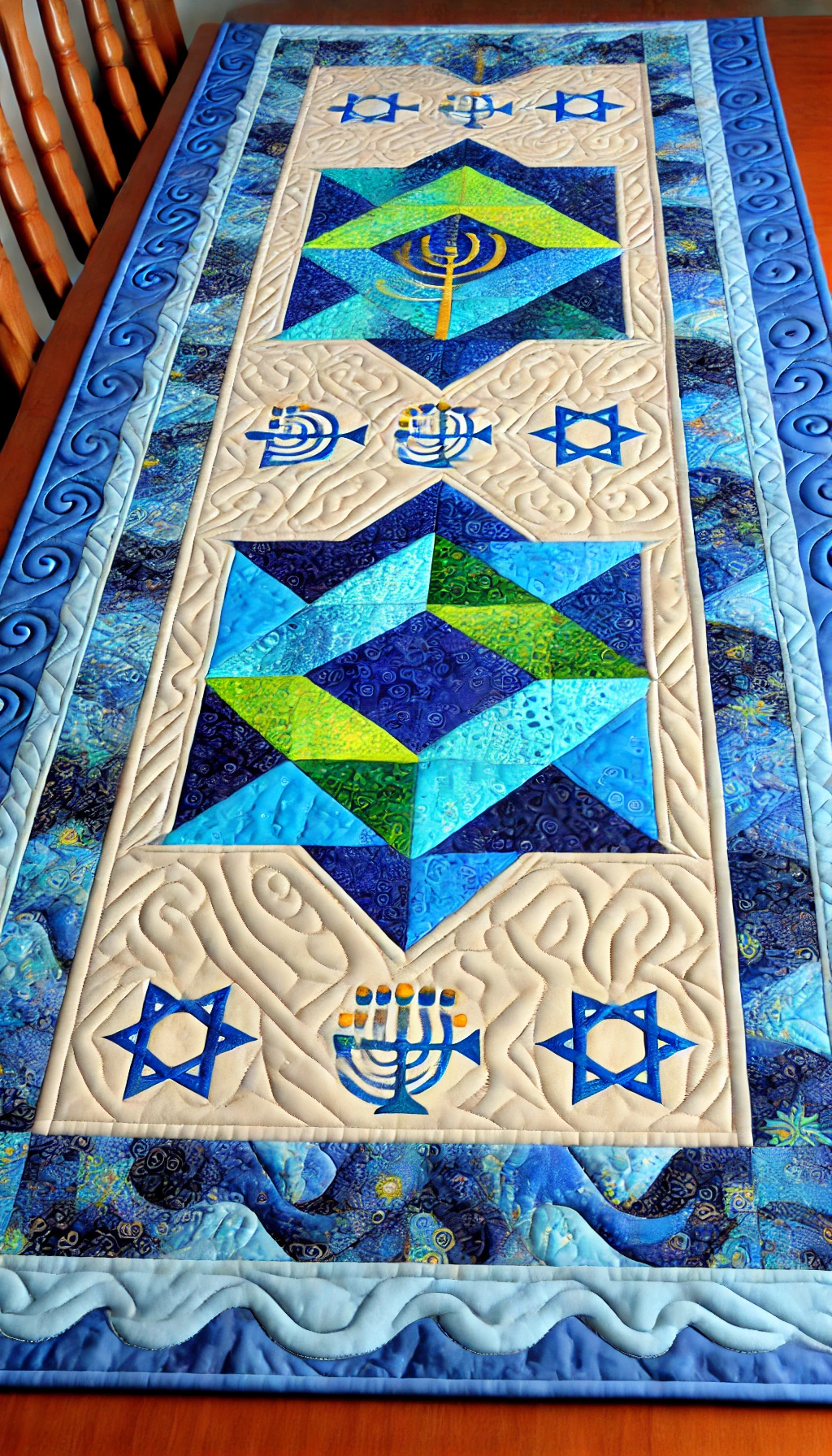 Jewish Hanukkah NTA281024382 Quilted Table Runner