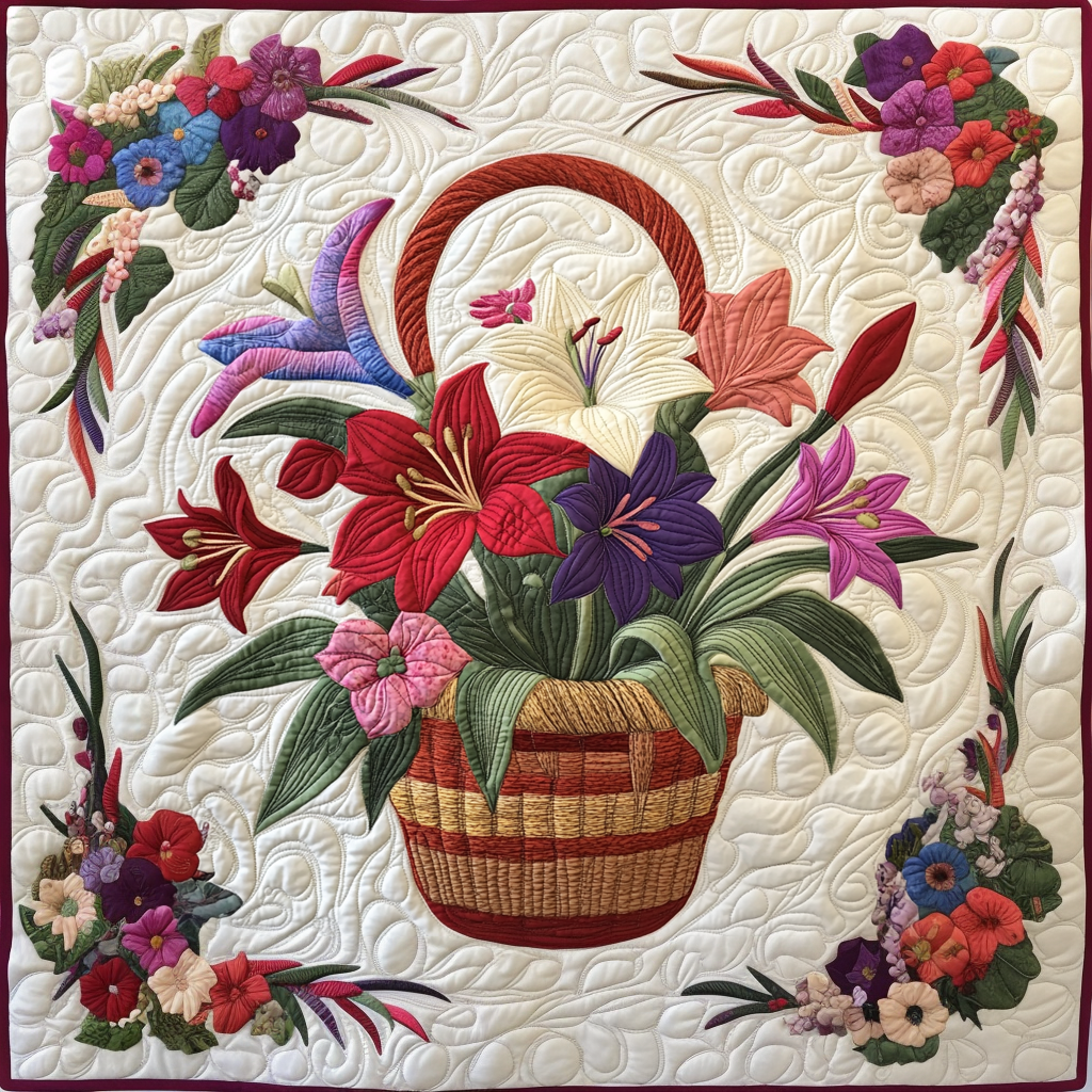 Lily Flower Basket DAI05112480 Quilt Blanket