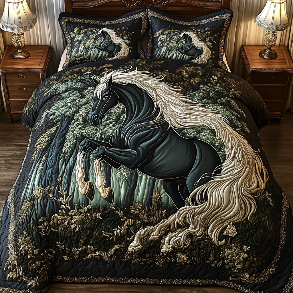 Majestic Black Horse TAI311024085 Quilt Bedding Set