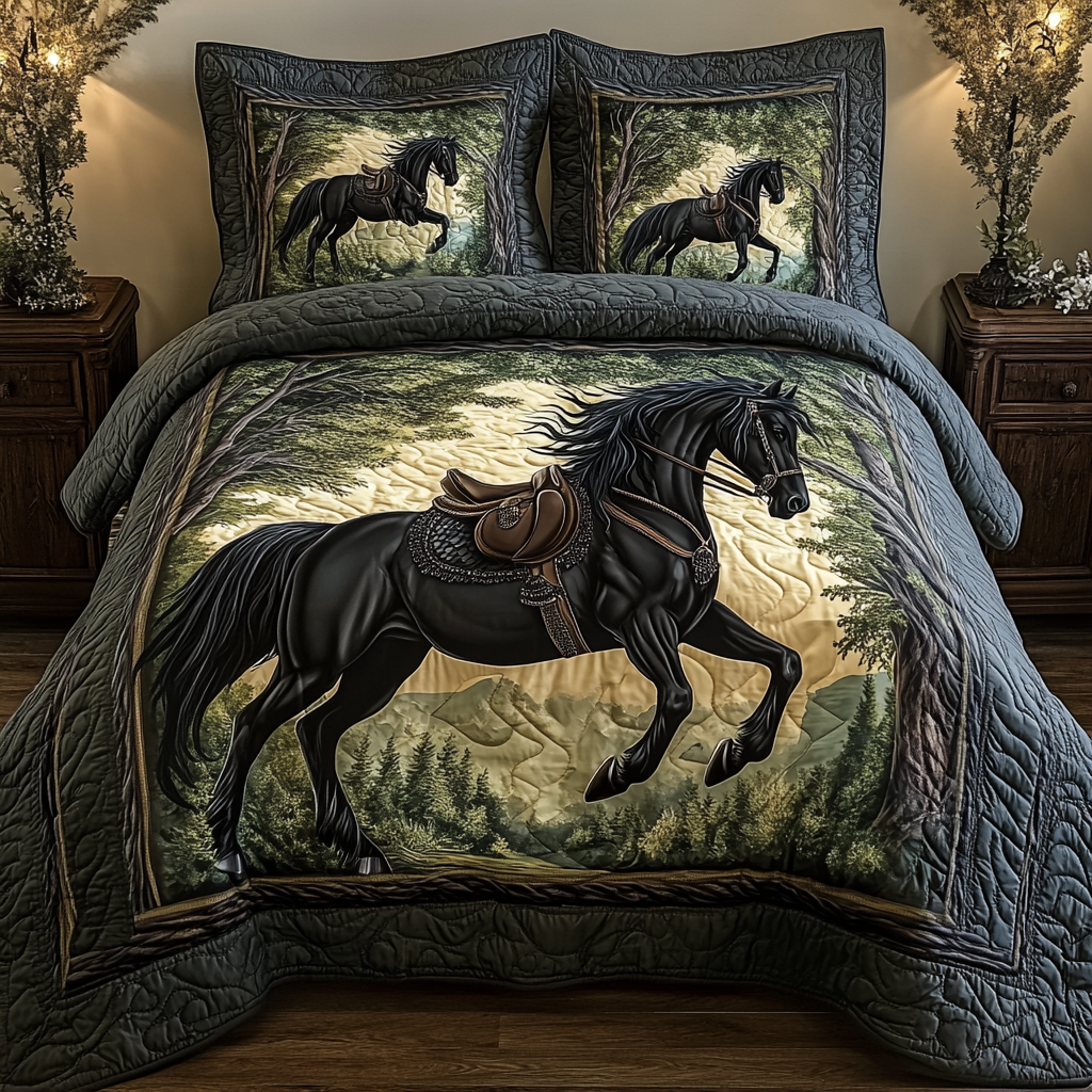 Majestic Black Horse TAI311024108 Quilt Bedding Set