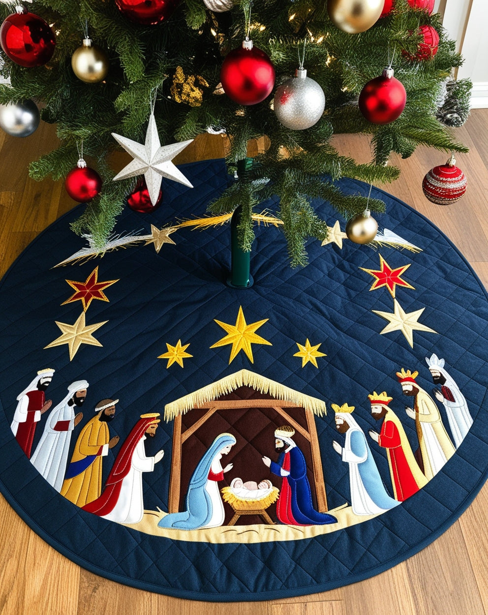 Nativity Scene NTA281024309 Quilted Tree Skirt