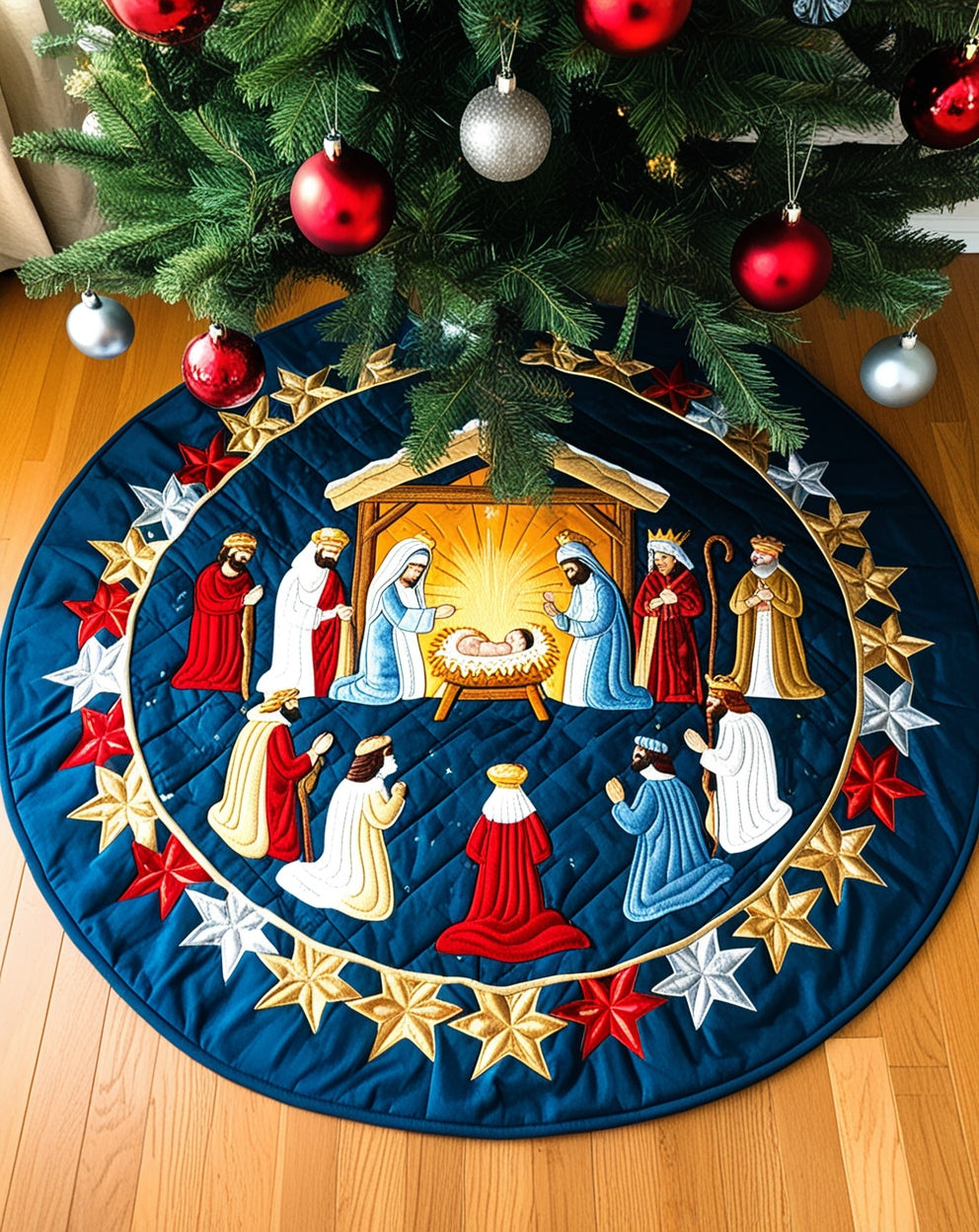 Nativity Scene NTA281024310 Quilted Tree Skirt