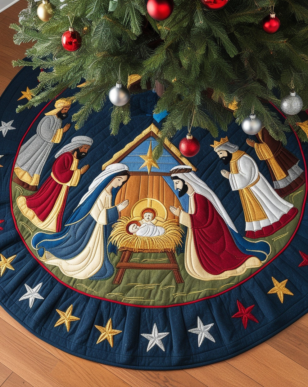 Nativity Scene NTA281024313 Quilted Tree Skirt