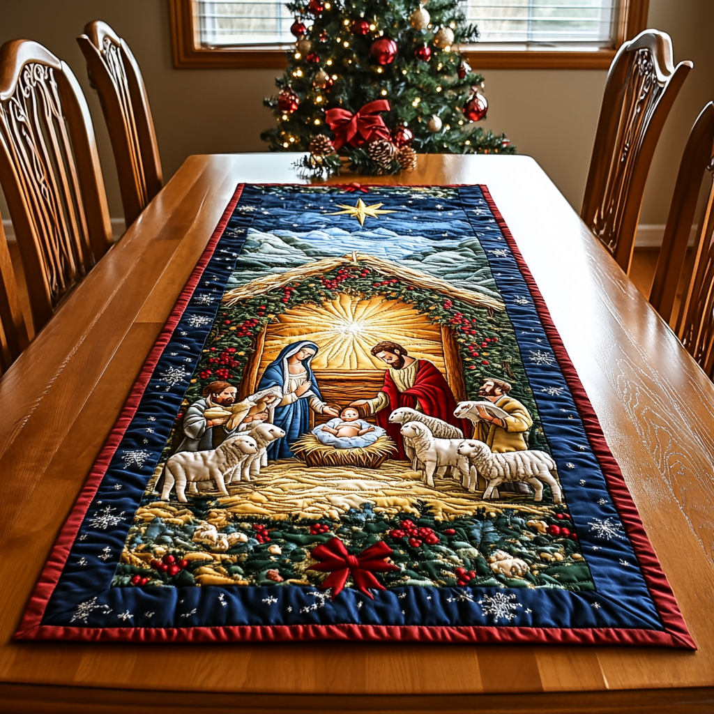 Nativity Scene TAI041124606 Quilted Table Runner