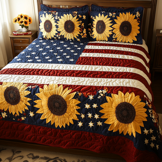 Patriotic Sunflower TAI061124093 Quilt Bedding Set