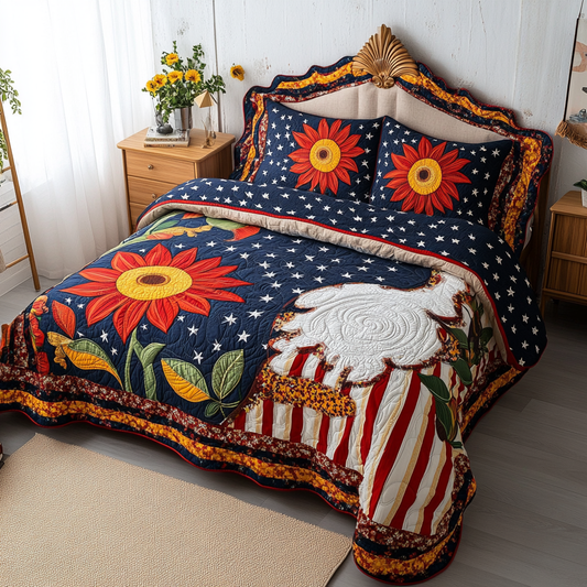 Patriotic Sunflower TAI061124096 Quilt Bedding Set