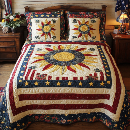 Patriotic Sunflower TAI061124098 Quilt Bedding Set