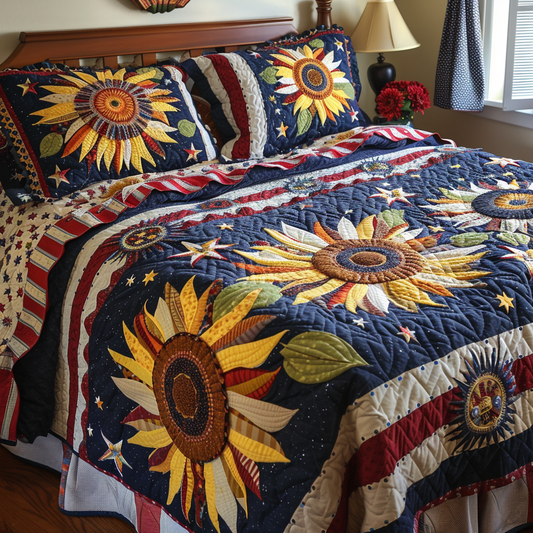 Patriotic Sunflower TAI061124103 Quilt Bedding Set