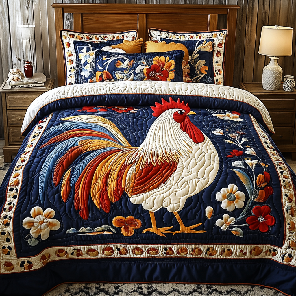 Rooster TAI041124263 Quilt Bedding Set