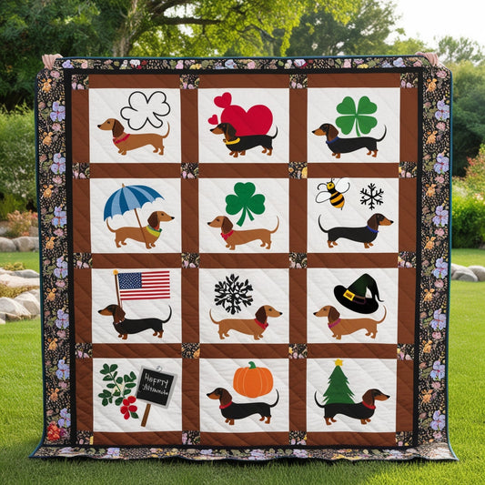 Season Dachshunds NTA151024316 Quilt Blanket