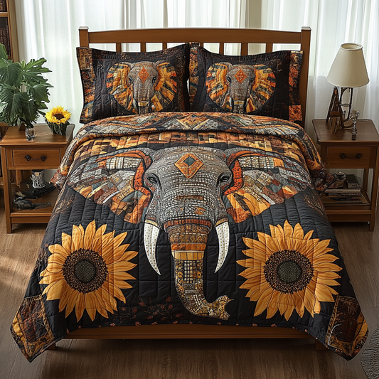 Sunflower Elephant TAI311024114 Quilt Bedding Set