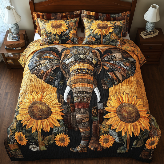 Sunflower Elephant TAI311024115 Quilt Bedding Set